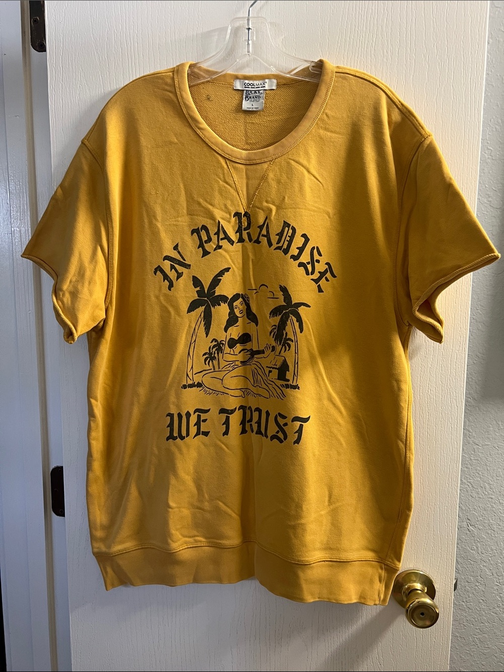 Lucky Brand Yellow 'In Paradise We Trust' Graphic Sweatshirt